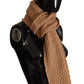 Dolce & Gabbana Dark Brown Wrap Shawl Knitted Camel Scarf