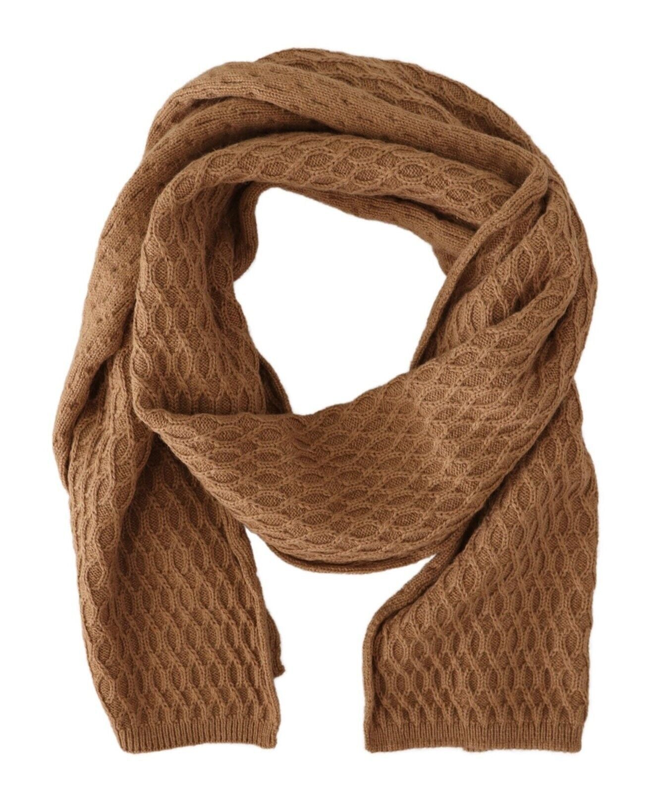 Dolce & Gabbana Dark Brown Wrap Shawl Knitted Camel Scarf