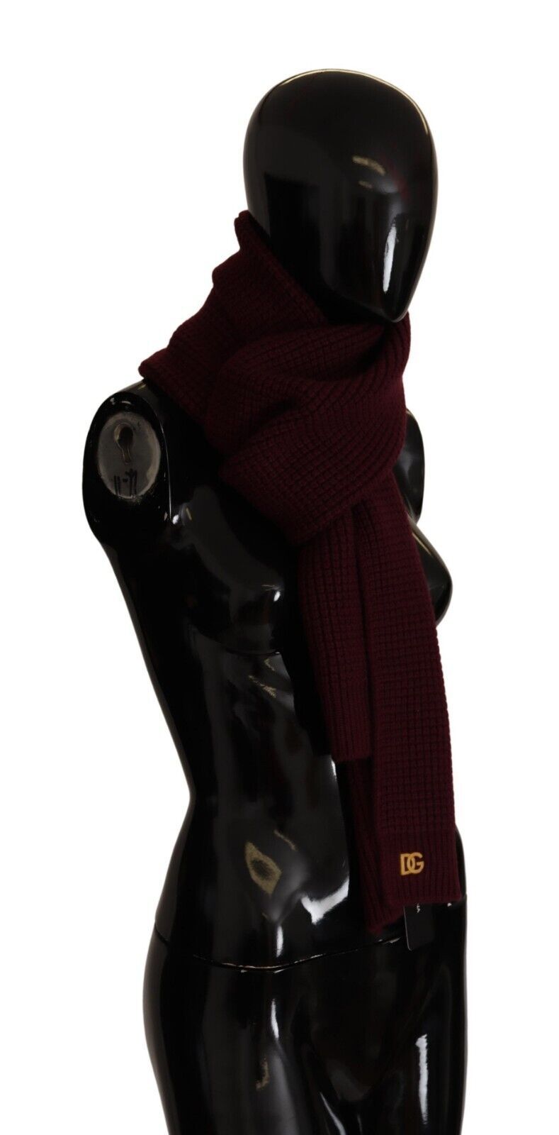 Dolce & Gabbana Dark Red Cashmere Logo Wrap Shawl Knitted Scarf