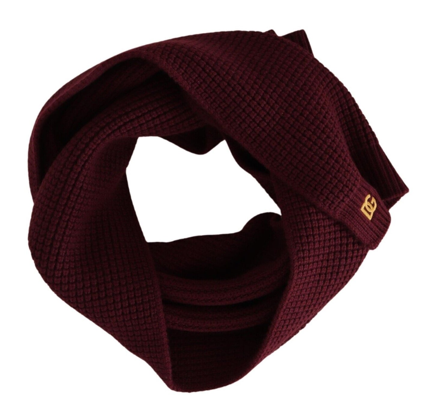 Dolce & Gabbana Dark Red Cashmere Logo Wrap Shawl Knitted Scarf