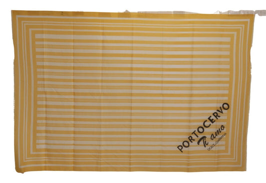 Dolce & Gabbana Yellow White Striped Portocervo Shawl Scarf