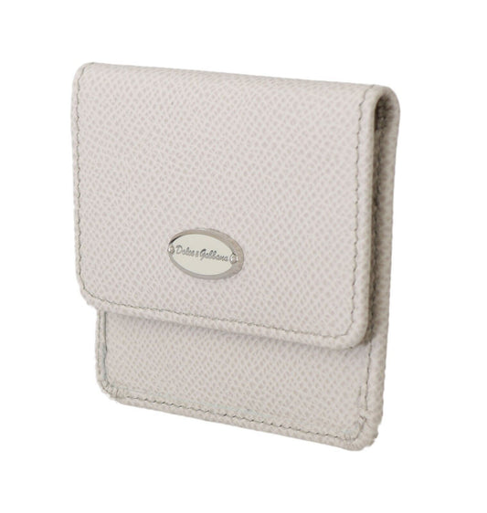 Dolce & Gabbana White Dauphine Leather Holder Pocket Wallet Condom Case