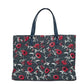 Tory Burch Navy Red Retro Batik Print Medium Tote Handbag