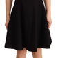 Dolce & Gabbana Black Fit Flare Wool Stretch Sheath Dress