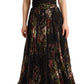 Dolce & Gabbana Black Multicolored Floral Off Shoulder Silk Dress