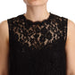 Dolce & Gabbana Elegant Floral Lace Sheath Dress in Black