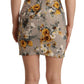 Dolce & Gabbana Gray Silk Stretch Floral Sheath Mini Dress