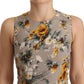 Dolce & Gabbana Gray Silk Stretch Floral Sheath Mini Dress