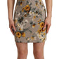 Dolce & Gabbana Gray Silk Stretch Floral Sheath Mini Dress