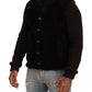 Dolce & Gabbana Black Leather Mens Turtle Neck Coat Jacket