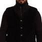 Dolce & Gabbana Black Leather Mens Turtle Neck Coat Jacket