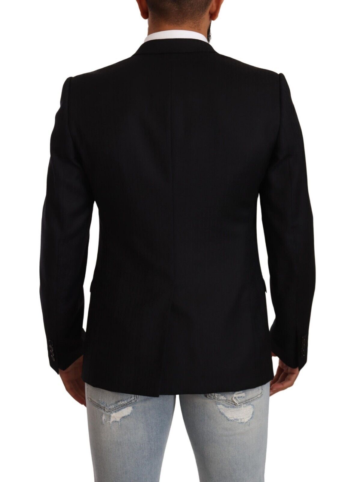 Dolce & Gabbana Black Wool Single Breasted Suit GOLD Jacket