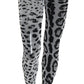 Dolce & Gabbana Gray Leopard Print Mesh Nylon Tights