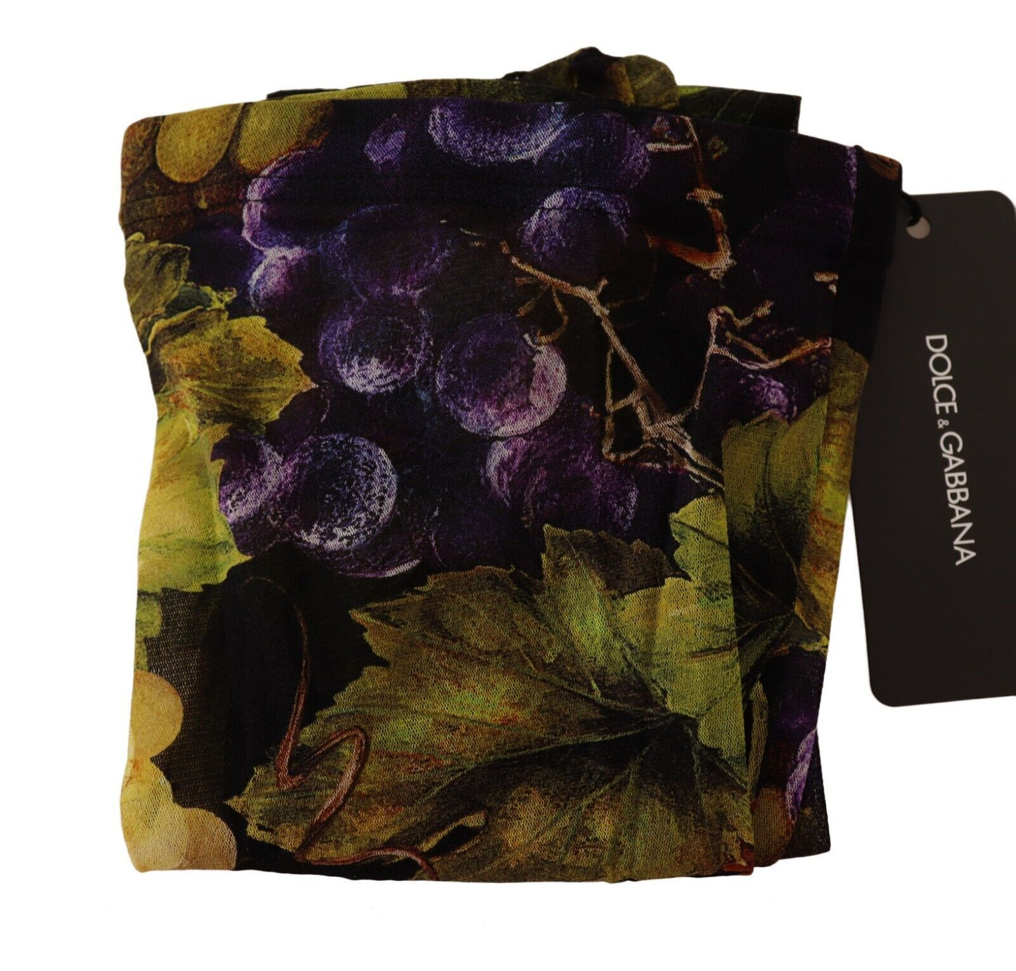 Dolce & Gabbana Black Grapes Print Stockings Tights