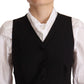 Dolce & Gabbana Black Button Down Sleeveless Vest