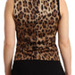 Dolce & Gabbana Black Button Down Sleeveless Vest Wool Top