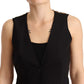 Dolce & Gabbana Black Button Down Sleeveless Vest Wool Top