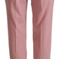 Dolce & Gabbana Pink Wool Stretch High Waist Trouser Pants