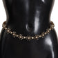 Dolce & Gabbana Black Daisy Crystal Dauphine Texture Belt