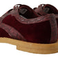 Dolce & Gabbana Bordeaux Velvet Exotic Leather Shoes