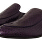 Dolce & Gabbana Purple Exotic Leather Flats Slides Shoes