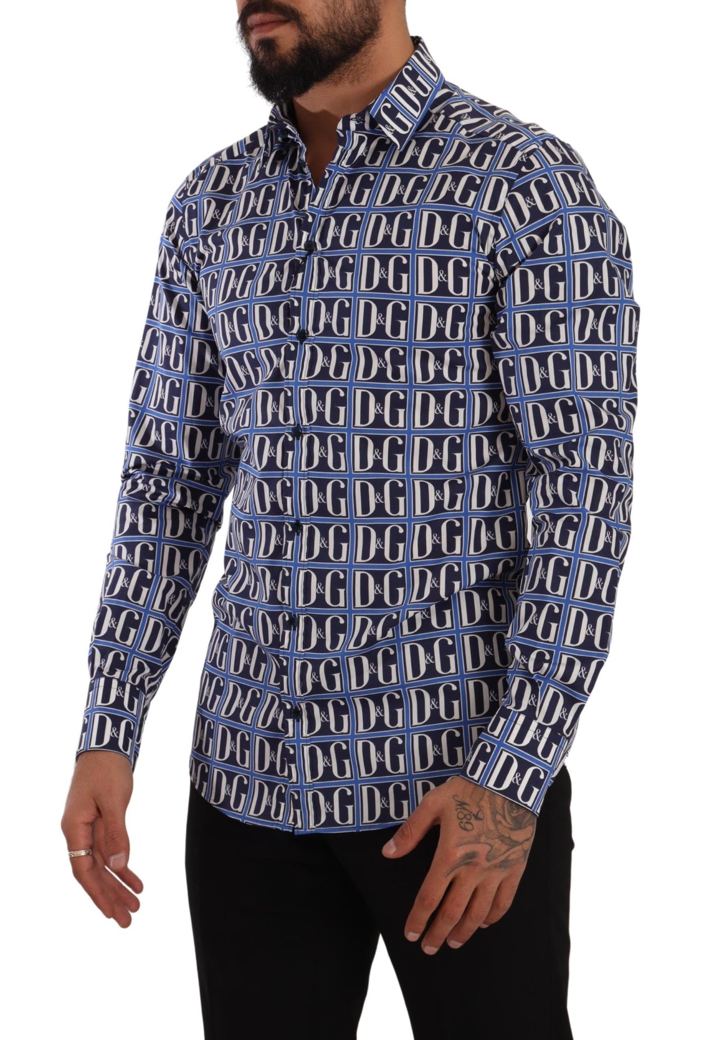 Dolce & Gabbana Blue Logo Mania Slim Fit Shirt