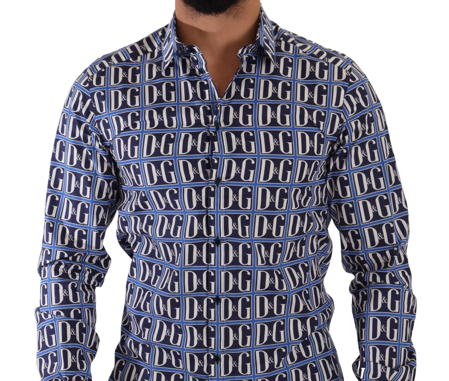 Dolce & Gabbana Blue Logo Mania Slim Fit Shirt