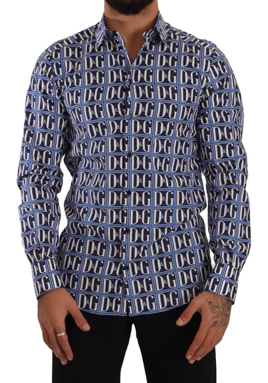 Dolce & Gabbana Blue Logo Mania Slim Fit Shirt