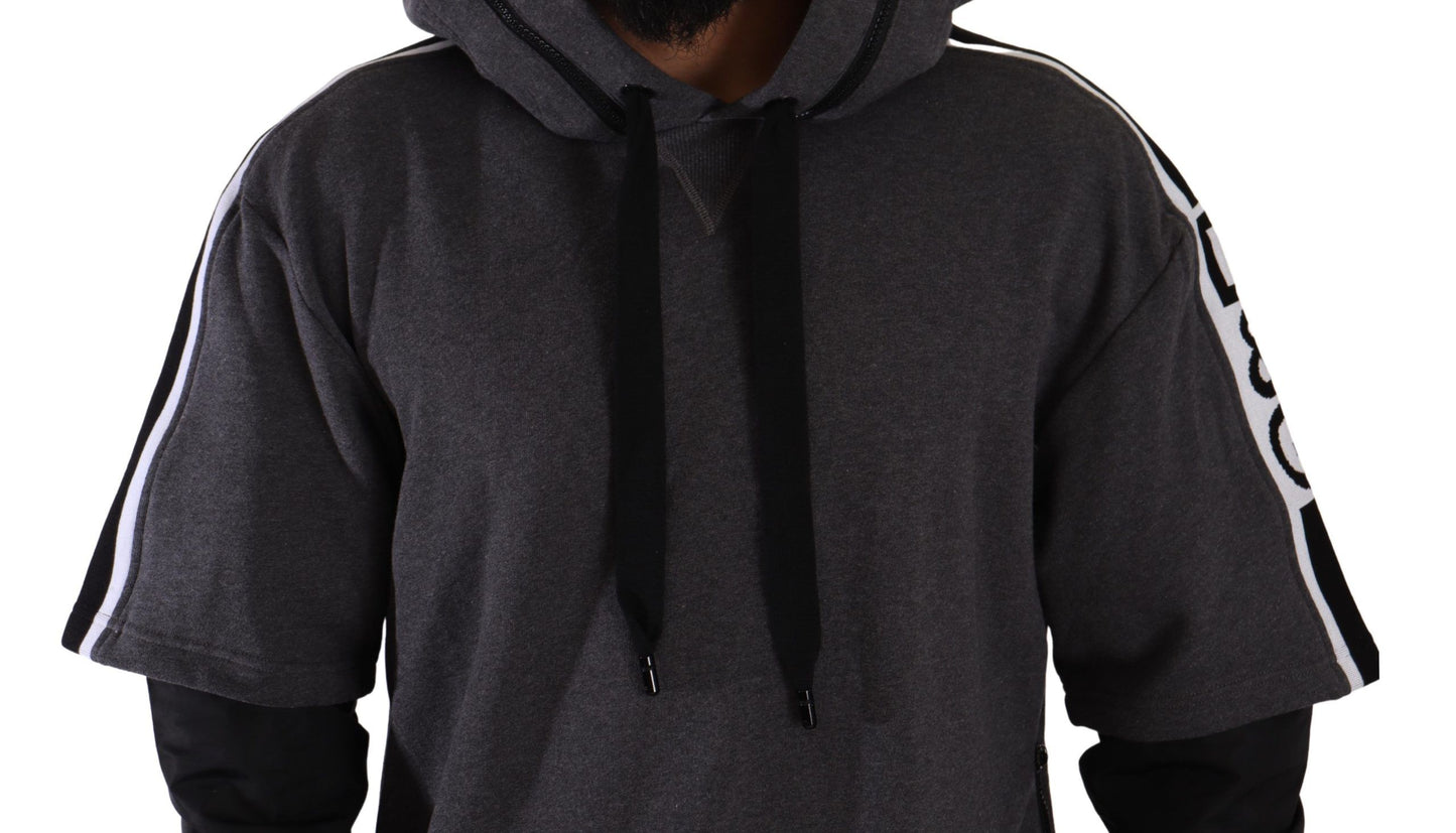 Dolce & Gabbana Gray Black Cotton Hooded #DGMILLENNIALS Sweater