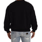 Dolce & Gabbana Black Cotton Crewneck Crown 1984 Stars Pullover Black