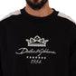 Dolce & Gabbana Black Cotton Crewneck Crown 1984 Stars Pullover Black