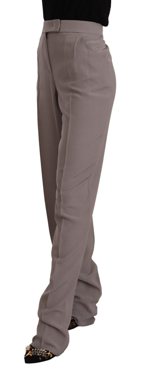 Armani Brown High Waist Silk Tapered Long Pants