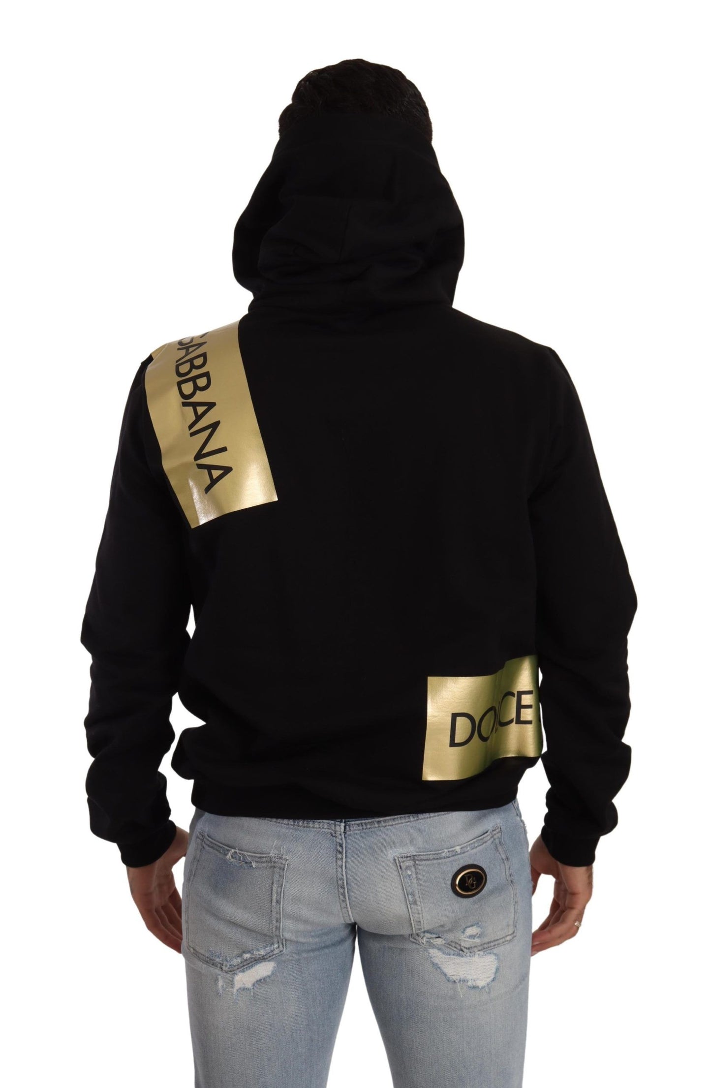 Dolce & Gabbana Black Gold Logo Hooded Sweatshirt