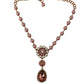 Dolce & Gabbana Gold Tone Brass Pink Beaded Pearls Crystal Pendant Necklace