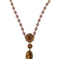 Dolce & Gabbana Gold Tone Brass Pink Beaded Pearls Crystal Pendant Necklace