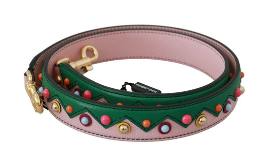 Dolce & Gabbana Pink Green Multicolor Shoulder Strap Leather Handbag Accessory