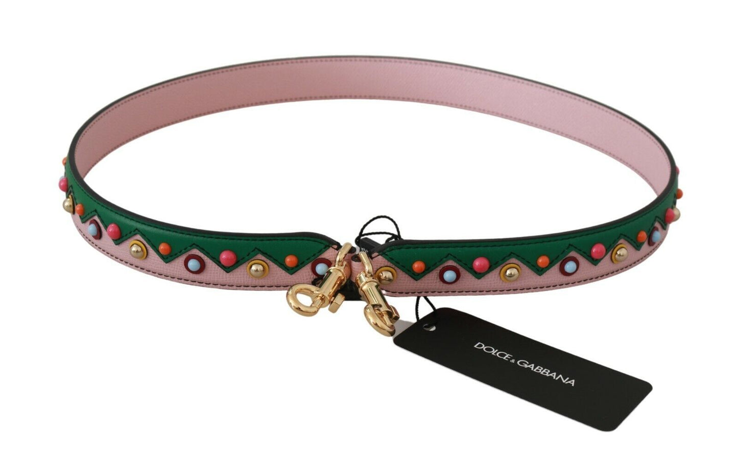 Dolce & Gabbana Pink Green Multicolor Shoulder Strap Leather Handbag Accessory