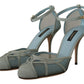 Dolce & Gabbana Blue Mesh Ankle Strap Heels Sandals Shoes