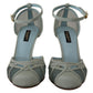 Dolce & Gabbana Blue Mesh Ankle Strap Heels Sandals Shoes