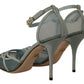 Dolce & Gabbana Blue Mesh Ankle Strap Heels Sandals Shoes