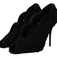 Dolce & Gabbana Black Cordonetto Ricamo Pump Open Toe Shoes