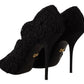 Dolce & Gabbana Black Cordonetto Ricamo Pump Open Toe Shoes