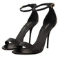 Dolce & Gabbana Black Ostrich Ankle Strap Heels Sandals Shoes