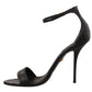 Dolce & Gabbana Black Ostrich Ankle Strap Heels Sandals Shoes