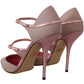 Dolce & Gabbana Pink Glittered Strappy Sandals Mary Jane Shoes