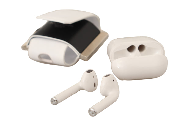 Dolce & Gabbana White Black Leather Strap Silver Metal Logo Airpods Case