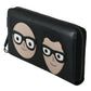 Dolce & Gabbana Black Leather #DGFAMILY Zipper Continental Mens Wallet