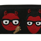 Dolce & Gabbana Black Red Leather #DGFAMILY Zipper Continental Wallet