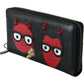 Dolce & Gabbana Black Red Leather #DGFAMILY Zipper Continental Wallet