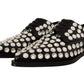 Dolce & Gabbana Black Leather Crystals Lace Up Formal Shoes